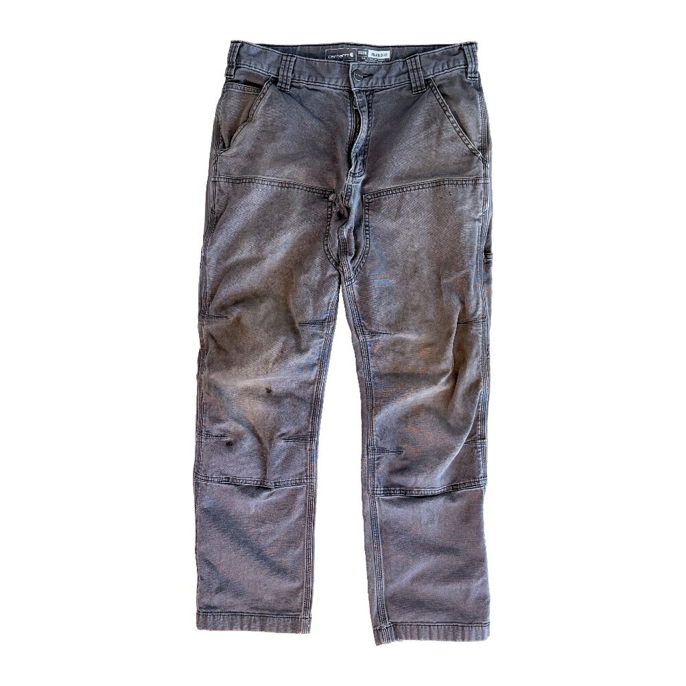 Carhartt 31x30 Double Front Work Pants Grey - Thrashed Crotch Flaw
